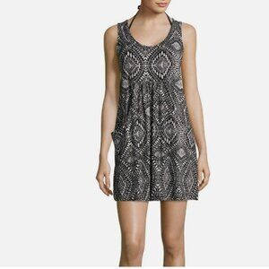PortoCruz Diamond Swimsuit Cover-Up Dress - Black/White - 3X